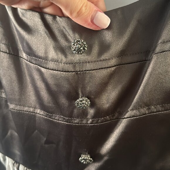 Nicole Miller cocktail dress womens 8 gray abstract satin trim side zip lined - Picture 5 of 11